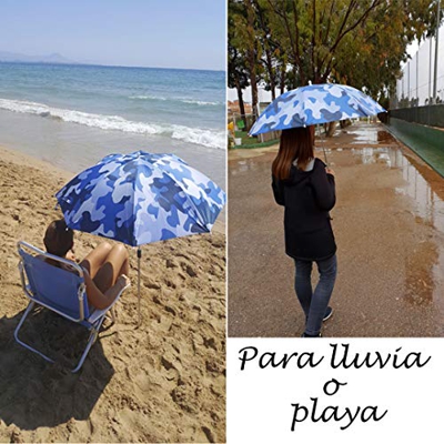 Pincho Sombrilla 120cm Convertible en Paraguas protección UPF50+,Muy Ligera, Bolsa de Transporte, 100% poliéster
