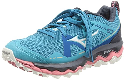 Mizuno Wave Mujin 7, Zapatillas para Carreras de montaa Mujer, Scubab Snowwht Mykonosb, 43 EU