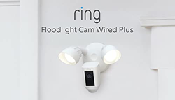 Nuevo Ring Floodlight Cam Wired Plus de Amazon | Vídeo 1080p HD, focos LED, sirena integrada, instalación por cable | Prueba de 30 días gratis de Ring características