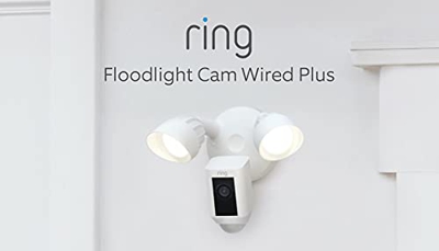 Nuevo Ring Floodlight Cam Wired Plus de Amazon | Vídeo 1080p HD, focos LED, sirena integrada, instalación por cable | Prueba de 30 días gratis de Ring