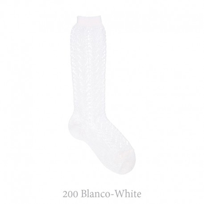 Calcetín Alto Algodón Calado Condor. 200-blanco 00