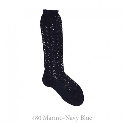 Calcetín Alto Algodón Calado Condor. 480-marino 6