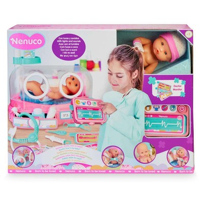 Muñeco Nenuco Doctora ¿Cómo está mi bebé? 35 cm con luces y sonidos, con