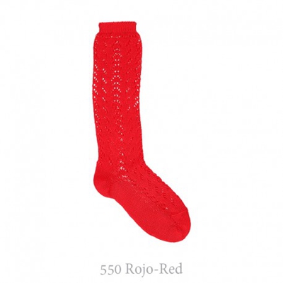 Calcetín Alto Algodón Calado Condor. 550-rojo 4