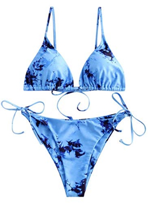 CheChury Bikini de Triángulo para Mujer Sexy 2 Piezas Espagueti Tiras Cintura Baja High Cut Bañador Moda Tie-Dye Trajes de Baño