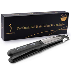 LONGKO Plancha Pelo Profesional a Vapor Plancha de Rizado,2 en 1con Placa de Cerámica para Alisado y Rizado de Cabello (Tanque de Agua GRATIS, Pinzas  precio