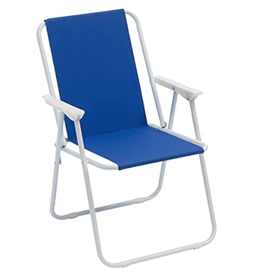 Silla plegable de mar, silla de camping, jardín, playa, piscina, silla de exterior plegable multicolor, color azul, 52 x 44 x 76 cm