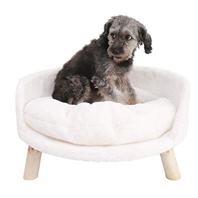 BingoPaw Sofá para Mascotas, Cama Elevada para Perros y Gatos, Silla de Gatos con Cojín Acolchado Cómodo y Patas de Madera, Estilo nórdico