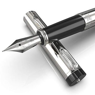 SCRIVI PENS Juego de pluma estilográfica [Punta extrafina], Colección Clásica; Obsequio Caso; 2 cartuchos de tinta, Convertidor de recarga de tinta, C