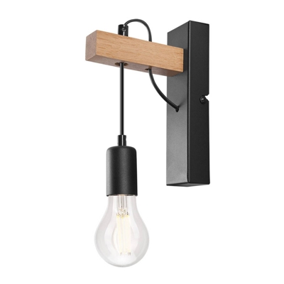 Lámpara de pared Tyske de madera, negra