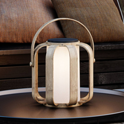 Lámpara LED solar decorativa Bob, madera de bambú en oferta