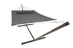 VITA5 Hamaca con estructura para exteriores, hasta 2 personas / 200 kg, 190 x 140, cojín extraíble, resistente a la intemperie y a los rayos UV (gris  en oferta