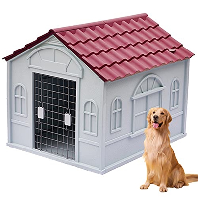 Casetas para Perros Grandes Exterior Impermeables, Caseta de Plastico para Perros, Caseta Perros Exterior con Puerta, Casa Perro Mediano, Casa Perro G