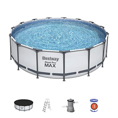 Bestway BW56438GB-21 Steel Pro Max - Piscina con bomba de filtro, color gris, 4,6 m