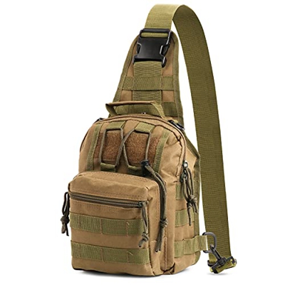 Idefair Bolsa de pecho táctica, impermeable militar Sling Molle Bolso de hombro Mochila de pecho Ligero Sling Messenger Pack Mini bolsa de camping par