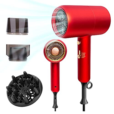 Secador de pelo de iones de Sumgott, profesional, tecnología de iones de litio, motor de 2000 W, secado rápido, con 3 ajustes de calor y botón de aire