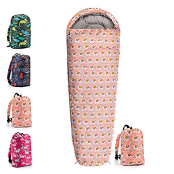 meteor Saco Dormir Tipo Momia con Capucha - para Niños en Viaje Camping Funda vivac Festival Hotel Portátil con Mochila YMER (Niño, Lama) precio