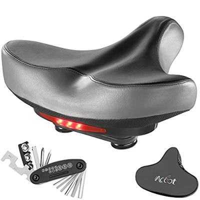 Sillín de Bicicleta Ancho Impermeable Acolchado con Cojín Suave, Ajuste Universal Cómodo Asiento de Bicicleta