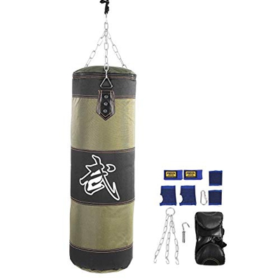 Sacos de Suelo Saco de Boxeo para Artes Marciales Set de boxeo Saco de Boxeo con Cadenas，7 en 1 Entrenamiento Vacío Boxeo Gancho Kick Sandbag Lucha Ka