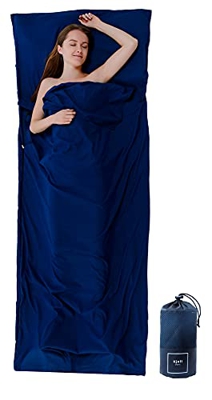 Kjell SPORTS® Saco de dormir 2 en 1 de algodón y manta de viaje XXL, ligero, compacto, fino, para hostales, cabañas, albergues juveniles. Saco de dorm