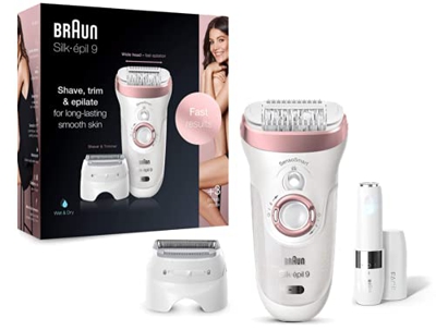 Braun Silk-épil 9 9-720 Depiladora eléctrica para mujer para una depilación duradera, cabezal de afeitado y recorte, con tecnología pinzas micro-grip 