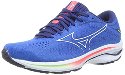 Mizuno Wave Rider 25, Zapatillas para Correr de Carretera Mujer, Fblue Indigowht Divapink, 41 EU