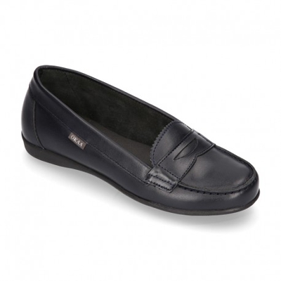 Mocasín Niña Colegial En Piel Boxcalf Y Suela De Goma. 28 Azul Marino