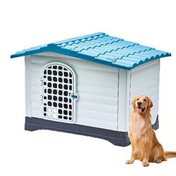 PPGE Home Caseta Perros Exterior Grande, Casa para Perros Grandes Exterior de Plástica, Caseta Perro Exterior Impermeable, Casa Perro Exterior, Caseta en oferta