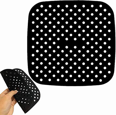 Reutilizable Revestimientos para freidoras de aire - Cuadrados 19 cm, Sin-BPA Antiadherente Flexible Silicona Tapetes para canastas Air Fryer - Air Fr