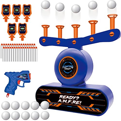 Bonbell Objetivo de Tiro Eléctrico para Pistola Nerf, Diana Flotante para Nerf con 40 Dardos de Flechas, 1 Pistola de Dardos,10 Bolas de Espuma, Armas