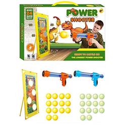 Coriver 2 Unidades Power Popper Gun y Dinosaurio de pie, Pistola de Bolas de Batalla con 28 Bolas de Espuma Suave y 1 Bolsa de Almacenamiento, Pistola en oferta