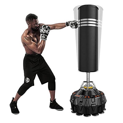 Dripex Saco de Boxeo de Pie para Adultos, Compañero de Boxeo de MMA, Entrenador de Boxeo, Resistente, con Base de Succión, Rellenable de Arena 80kg /A