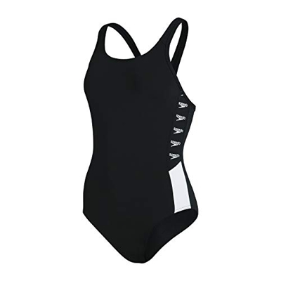 Speedo - Bañador para Mujer con Logotipo de Boom Splice Muscleback, Mujer, One Piece Swimsuit, 812900, Blanco y Negro, Extra-Large