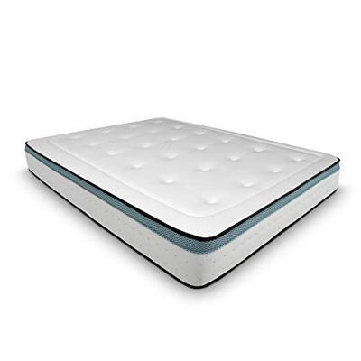 Duérmete Online Colchón Viscoelástico Bio MAX con Viscogel | Firme y Confortable | Anti-ácaros e Hipoalergénico, Blanco, 150 x 190