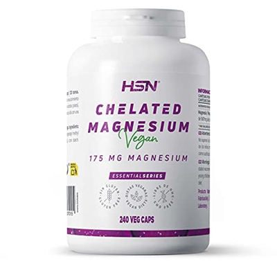 Bisglicinato de Magnesio de HSN | 175mg de Magnesio Elemental por cápsula | Alta Biodisponibilidad | Suministro para 4 Meses | No-GMO, Vegano, Sin Glu
