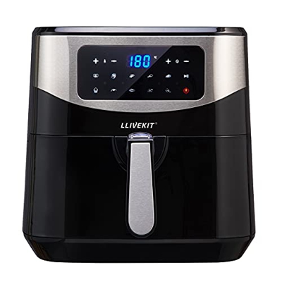 Freidora de aire caliente XXL, 5,5 L, para 4-5 personas, freidora, freidora de aire, pantalla táctil digital LED, 9 programas, termostato ajustable y 