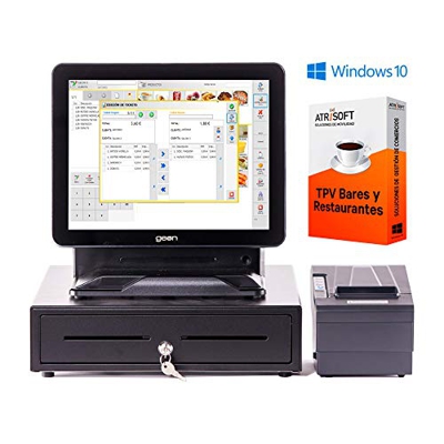 Pack GEON para Hosteleria TPV táctil Completo + cajón + Impresora 80mm + Windows 10 + Software Hosteleria restaurantes, cafeterias, heladerias.