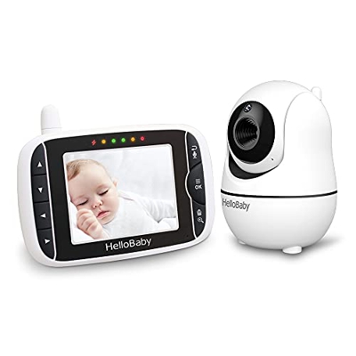 HelloBaby HB66 Monitor de vídeo para bebé con 2 cámaras remotas con zoom panorámico y pantalla LCD de 3,2 pulgadas, visión nocturna por infrarrojos