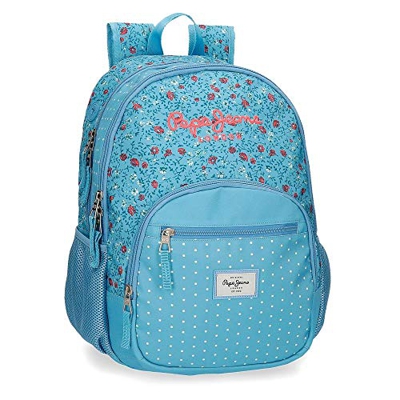 Pepe Jeans AVA Mochila Doble Cremallera Azul 32x44x22 cms Poliéster 30,98 L