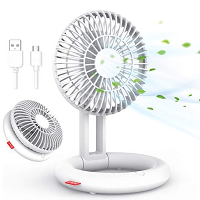 Ventilador de Escritorio USB Silencioso, TESECU Mini Ventilador USB Portátil con 3 Velocidades 2000mAh, Ventilador plegable de sobremesa para Oficina,