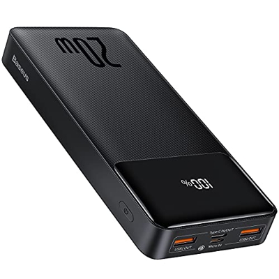 Baseus Batería Externa, PD 20W de Carga Rápida 20000mAh USB C Power Bank Pantalla LED de Cargador Portatil iPhone Compatible con iPhone 12 Pro MAX Min