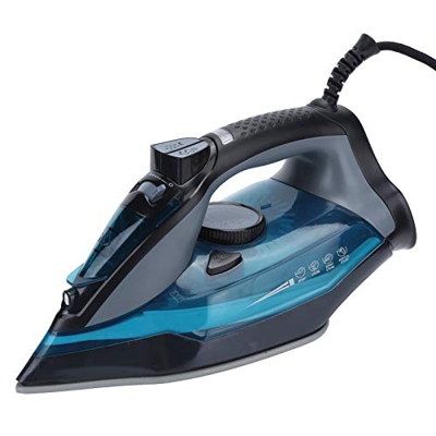 Plancha de vapor profesional de 2200 vatios para ropa Plancha eléctrica antigoteo de mano con suela de acero inoxidable Tanque de agua de 350 ml, azul