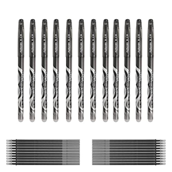 Lamitocs - Juego de 12 bolígrafos borrables y 20 recambios de bolígrafo, bolígrafo de gel borrable de 0,5 mm para estudiantes, material de oficina, es características