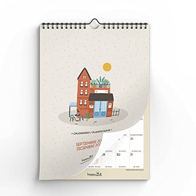 HappyMots - Calendario Pared 2021-2022 - 16 meses (Septiembre 2021 - Diciembre 2022) - Calendario Pared Grande Tamaño A3 - Tu Mes de un Vistazo. Plani