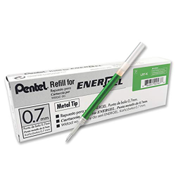 Pentel - Recambio Energel retráctil con punta de bola. Escritura en color verde claro - Pack de 12 precio