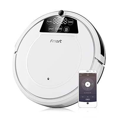 FMART E-R550W(S) Robot Aspirador y fregasuelos, 1200 Pa Aspirador Robot, WiFi/Alexa&Google Assistant/App, Aspira, Barre, Friega y Pasa la Mopa, Ideal 