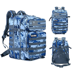 Mochila 45L Táctica Militar Bandera USA Impermeable para Crossfit Caza Aire Libre Deportes Gimnasio Portatil Oxford 900D (Azul Digital) en oferta