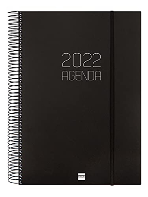 Finocam - Agenda 2022 1 Día Página, de Enero 2022 a Diciembre 2022 (12 meses) E40-210x297 mm Espiral Opaque Negro Español