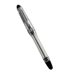 Wing Sung 699 - Pluma estilográfica con relleno al vacío, punta media, borde plateado, acrílico transparente translúcido con caja de regalo precio