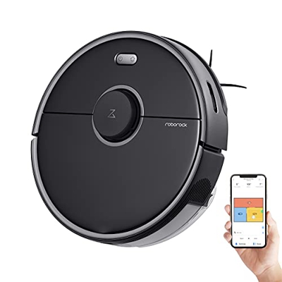 Roborock S5 MAX Robot Aspirador Negro Robot Aspirador con Tanque de Agua Eléctrico, Zonas de Limpieza, Navegación con Láser y Limpieza Selectiva de la